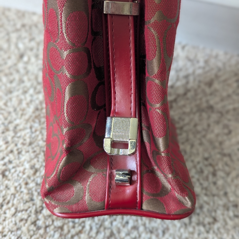 Coach Brown and Red Signature Canvas Shoulder Bag - Picture 4 of 4